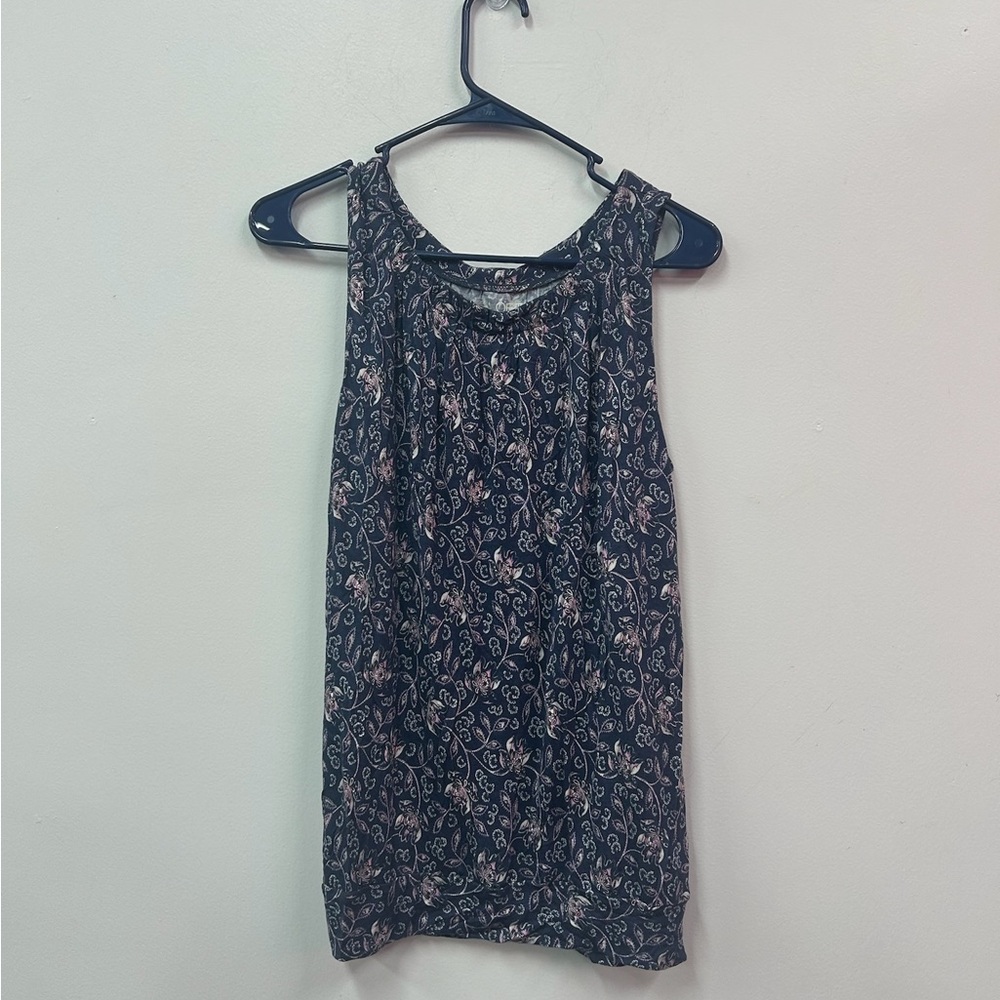 Loft Floral Blue and Purple Tank Top Size Medium